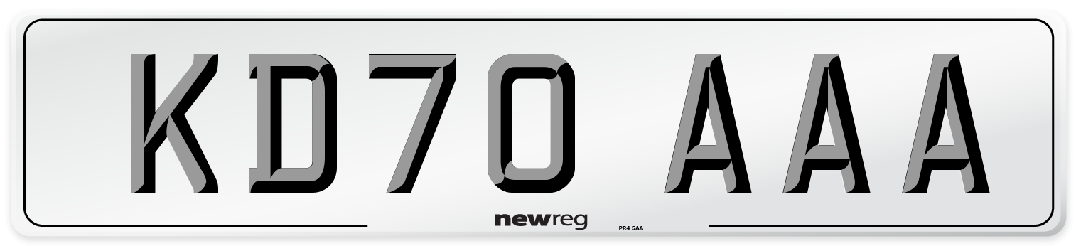 KD70 AAA Number Plate from New Reg